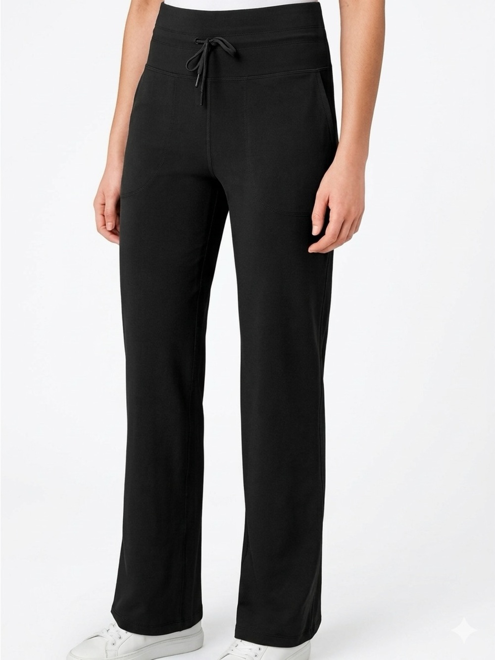 Mondetta Black High Rise Straight Leg Active Tech Pants Womens L NWT